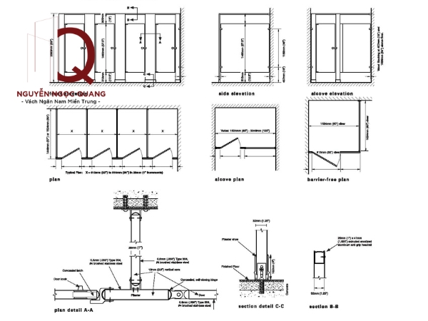 thiết kế vách ngăn cho nhà vệ sinh