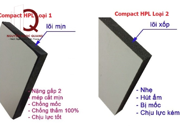 tấm compact chính hãng và tấm compact kém chất lượng